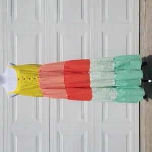 Torrid Colorful Tiered Seersucker Sleeveless Spaghetti Strap Maxi Dress Size 1